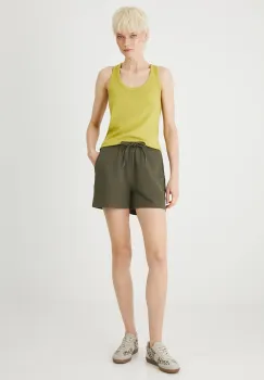 Medicine pantaloni scurti de trening culoarea verde, neted, medium waist imagine