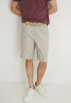 Medicine pantaloni scurti din amestec de in culoarea maro imagine