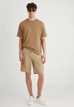 Medicine pantaloni scurti din bumbac barbati, culoarea bej imagine