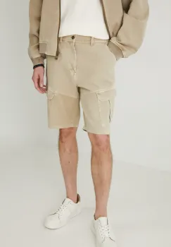 Medicine pantaloni scurti din bumbac barbati, culoarea bej imagine