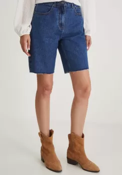 Medicine pantaloni scurti din bumbac femei, neted, medium waist imagine