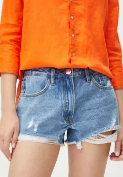 Medicine pantaloni scurti din bumbac femei, neted, medium waist imagine