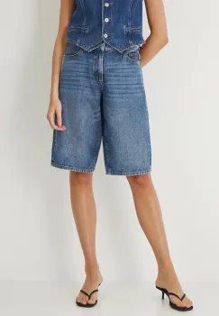 Medicine pantaloni scurti din bumbac uni, high waist imagine
