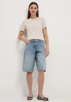 Medicine pantaloni scurti din bumbac uni, high waist imagine