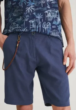 Medicine pantaloni scurti din in barbati, culoarea albastru marin, melanj imagine