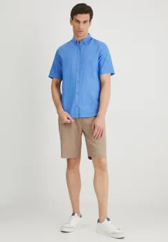 Medicine pantaloni scurti din in barbati, culoarea bej, melanj imagine