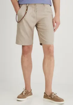 Medicine pantaloni scurti din in barbati, culoarea bej, melanj imagine