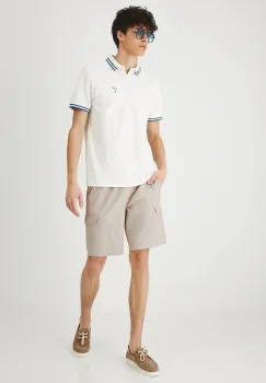 Medicine pantaloni scurti din in culoarea bej, melanj imagine