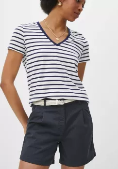 Medicine pantaloni scurti femei, culoarea albastru marin, neted, medium waist imagine
