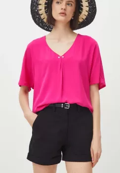 Medicine pantaloni scurti femei, culoarea negru, neted, medium waist imagine