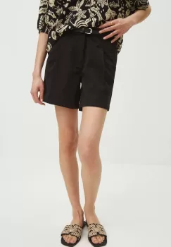 Medicine pantaloni scurti femei, culoarea negru, neted, medium waist imagine