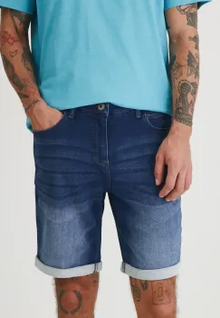 Medicine pantaloni scurti jeans barbati, culoarea albastru marin imagine