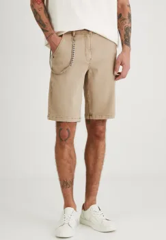 Medicine pantaloni scurti jeans barbati, culoarea bej imagine