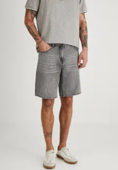Medicine pantaloni scurti jeans barbati, culoarea gri imagine
