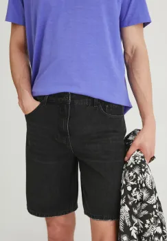 Medicine pantaloni scurti jeans barbati, culoarea negru imagine