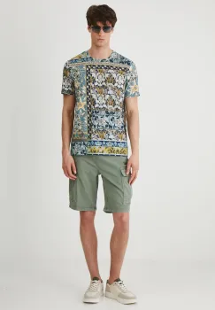 Medicine pantaloni scurti jeans culoarea verde imagine