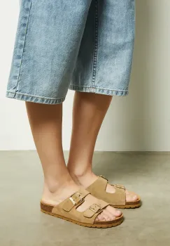 Medicine papuci din piele culoarea bej imagine