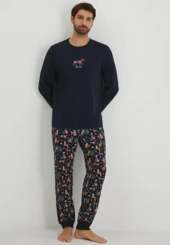 Medicine pijama barbati, culoarea albastru marin, modelator imagine