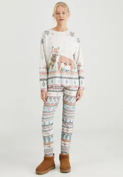 Medicine pijama femei, culoarea alb imagine