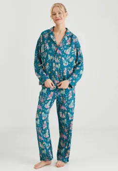 Medicine pijama femei, culoarea turcoaz imagine