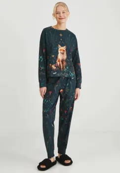 Medicine pijamale de bumbac culoarea negru, bumbac imagine