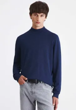 Medicine pulover barbati, culoarea albastru marin, light, cu turtleneck imagine