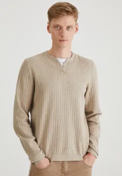 Medicine pulover barbati, culoarea bej, light imagine