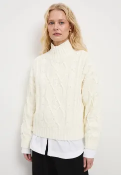 Medicine pulover culoarea bej, calduros, cu turtleneck imagine