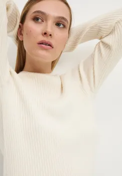 Medicine pulover culoarea bej, cu turtleneck imagine