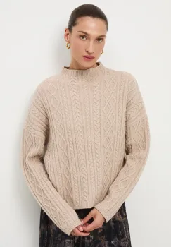 Medicine pulover culoarea bej, cu turtleneck imagine