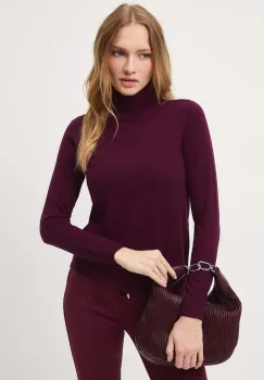 Medicine pulover culoarea bordo, light, cu guler imagine