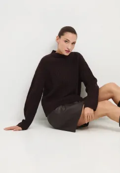 Medicine pulover culoarea maro, cu turtleneck imagine