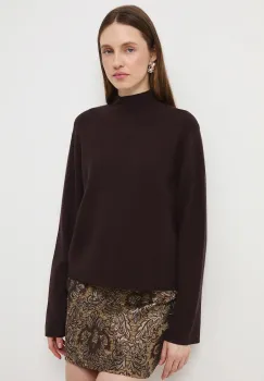 Medicine pulover culoarea maro, light, cu turtleneck imagine