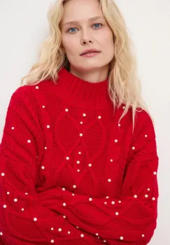 Medicine pulover culoarea rosu, calduros, cu turtleneck imagine