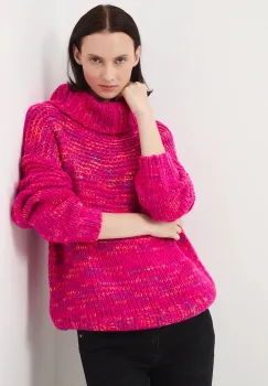 Medicine pulover culoarea roz, calduros, cu guler imagine