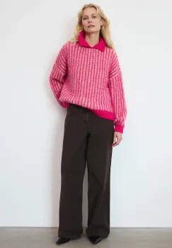 Medicine pulover culoarea roz, calduros, cu turtleneck imagine