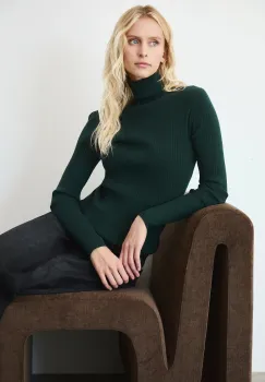 Medicine pulover culoarea verde, light, cu guler imagine