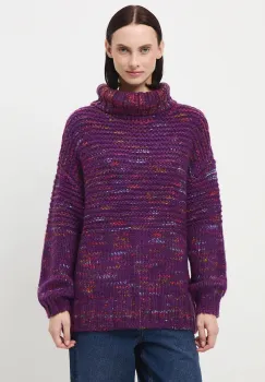 Medicine pulover culoarea violet, calduros, cu guler imagine