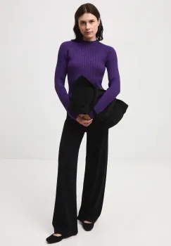 Medicine pulover culoarea violet, cu turtleneck imagine