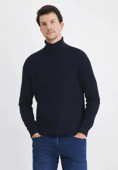 Medicine pulover de bumbac barbati, culoarea albastru marin, cu guler imagine