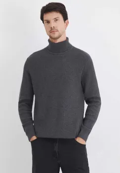 Medicine pulover de bumbac barbati, culoarea gri, cu guler imagine