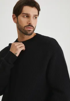 Medicine pulover de bumbac barbati, culoarea negru, calduros imagine