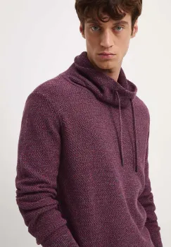 Medicine pulover de bumbac culoarea bordo, calduros, cu guler imagine