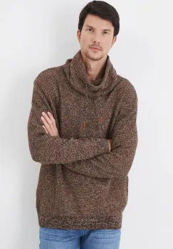 Medicine pulover de bumbac culoarea maro, cu guler imagine