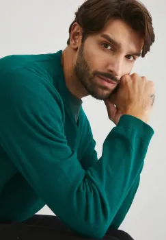 Medicine pulover de bumbac culoarea verde, light imagine