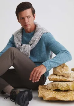 Medicine pulover de lana barbati, culoarea turcoaz imagine