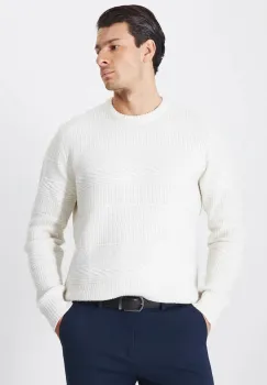 Medicine pulover din amestec de lana barbati, culoarea bej, calduros imagine