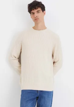 Medicine pulover din amestec de lana barbati, culoarea bej, light imagine