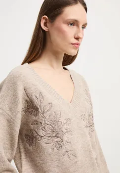 Medicine pulover din amestec de lana culoarea bej imagine