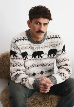 Medicine pulover din amestec de lana culoarea bej imagine